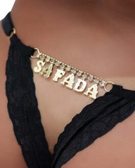 Fio Dental Gis Preta "SAFADA" Strass Tallyta